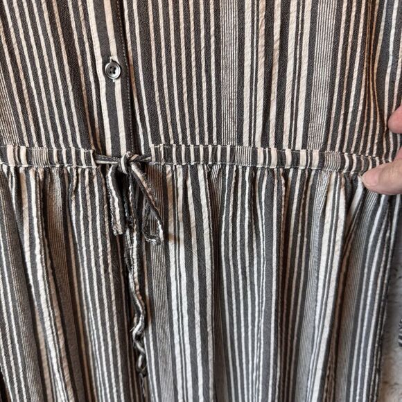 Lucky Brand Dress M Long Sleeve Riley V-Neck Tie Waist Striped - Picture 8 of 14
